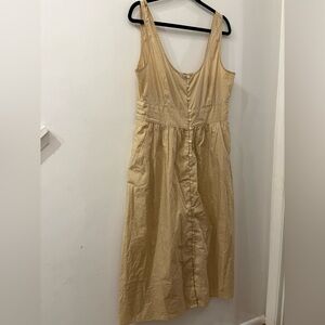 J. Crew Button-Front Midi Dress - size 14 - 100% cotton - smocked back